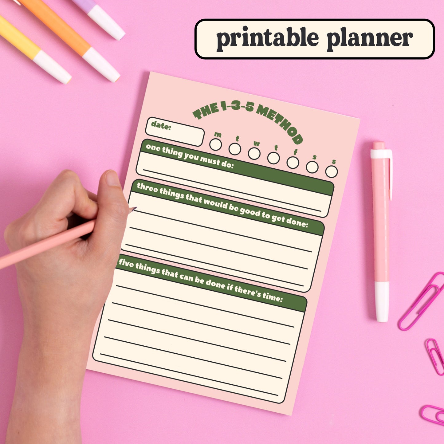 Digital Planner: 1-3-5 Method To-Do List
