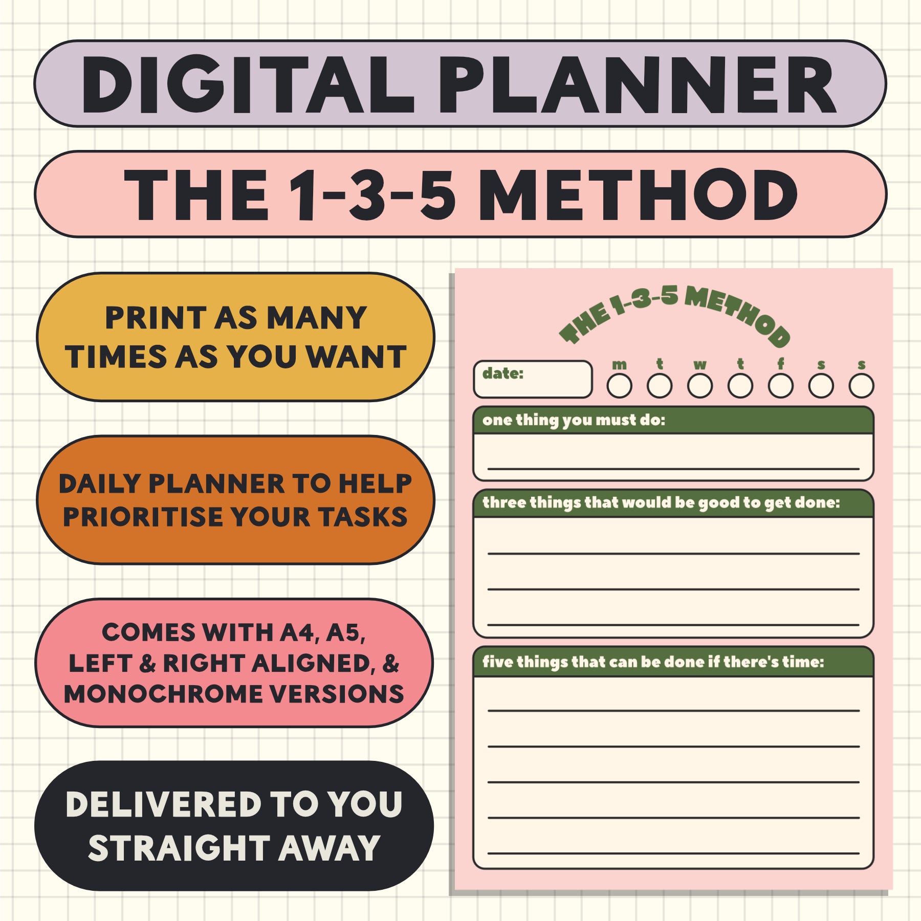 Digital Planner: 1-3-5 Method To-Do List - Oh, Laura