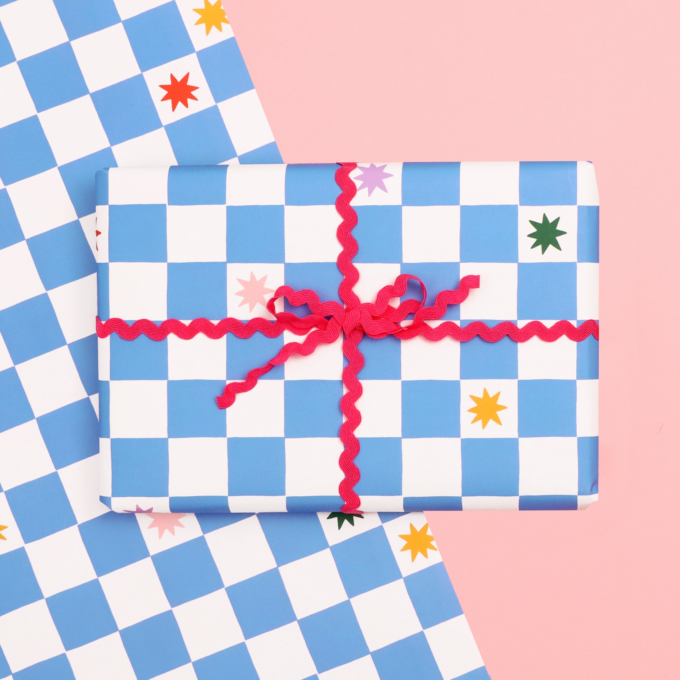 Gift Wrap - Blue Checkerboard