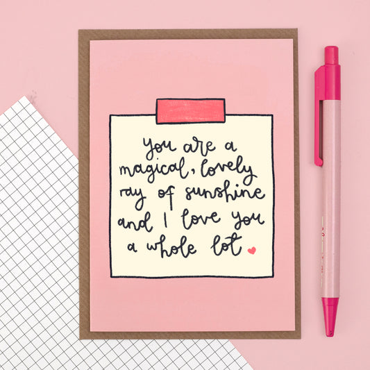 Card - 'you are a lovely ray of sunshine' - Galentine's Day - Oh, Laura