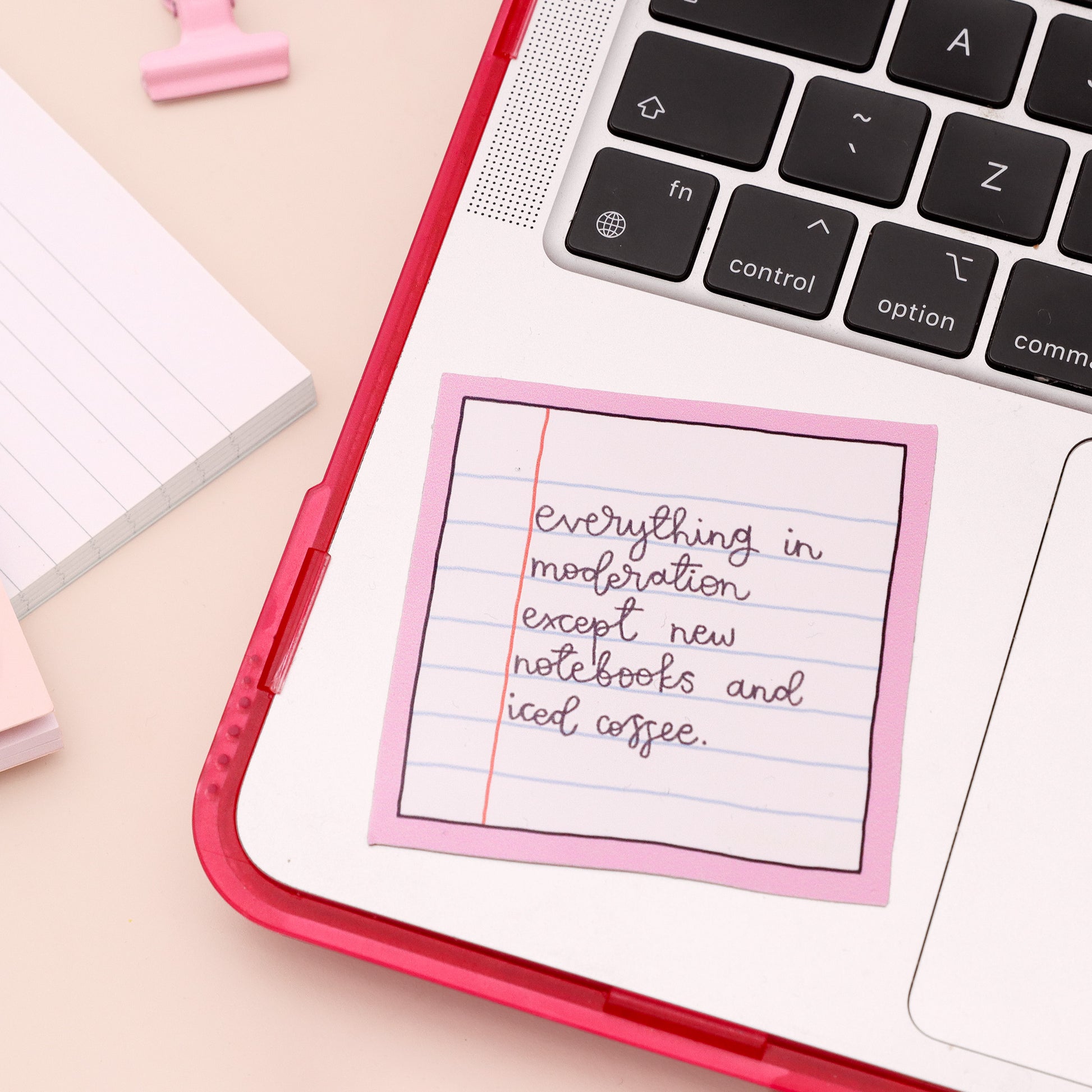 Vinyl Sticker - New notebooks and iced coffee - Oh, Laura