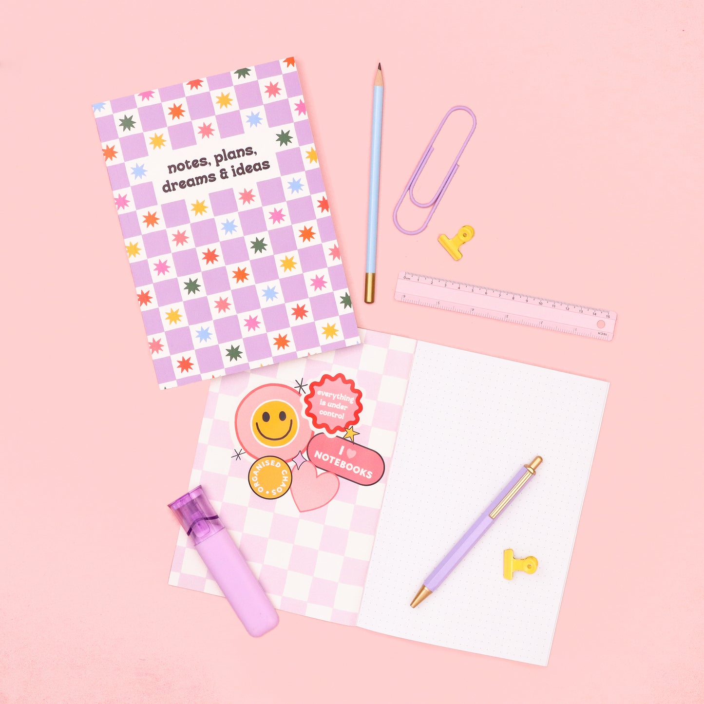 A5 Notebook - Purple Checkerboard