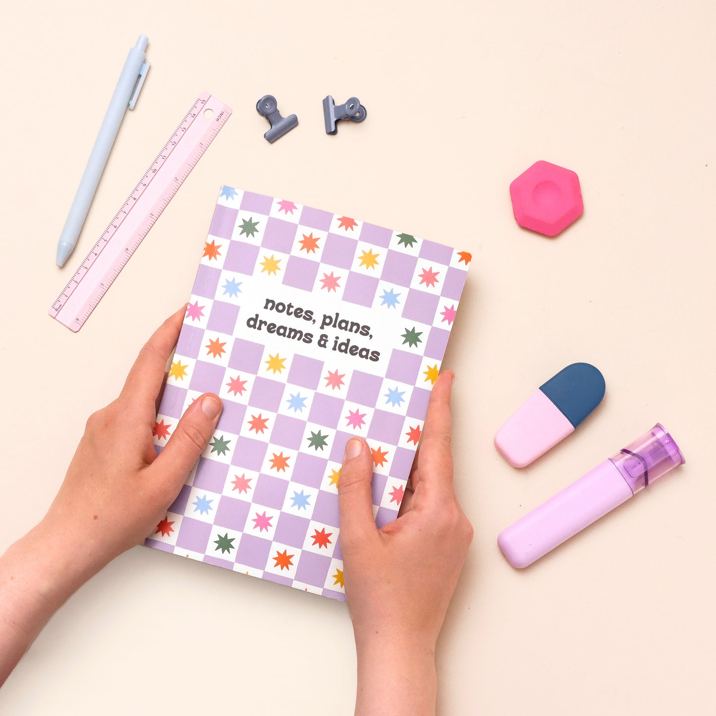 A5 Notebook - Purple Checkerboard