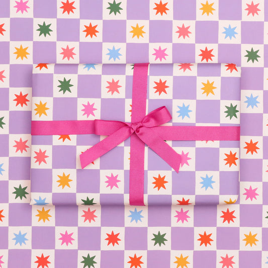 Gift Wrap - Purple Checkerboard