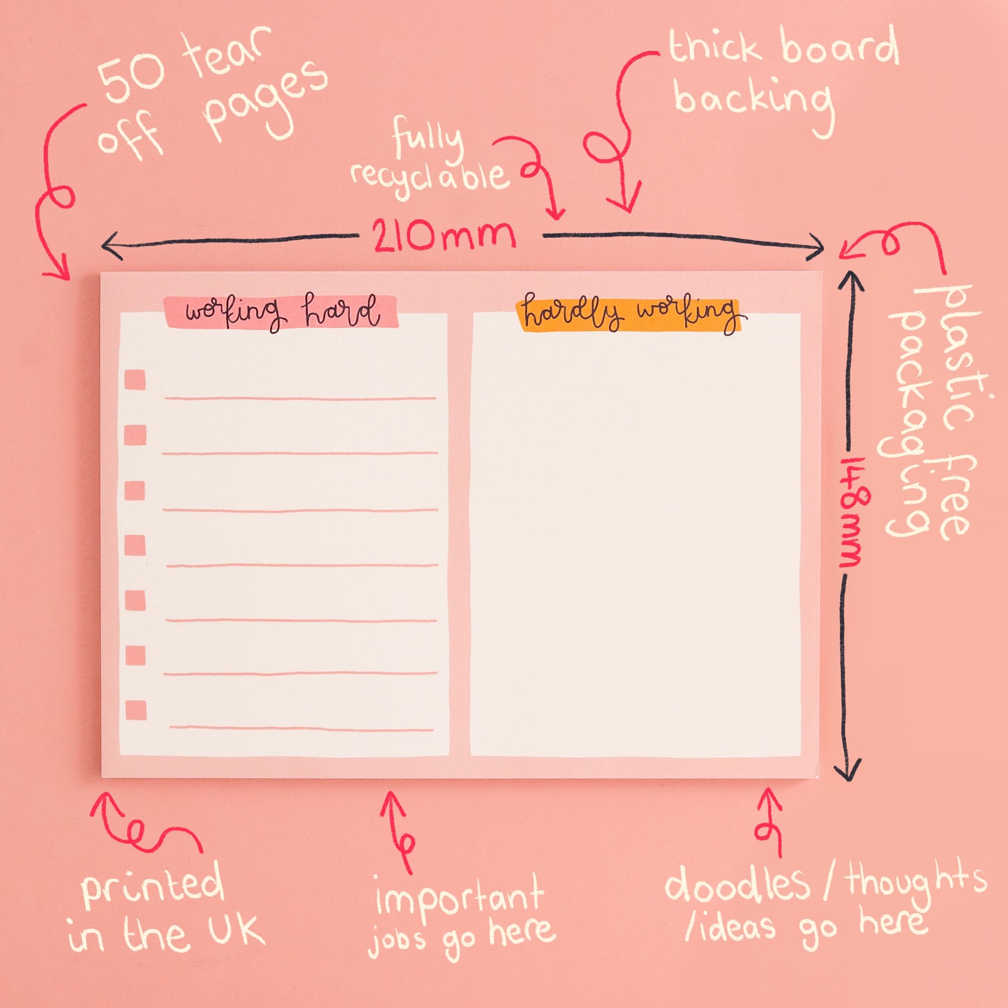 A5 Notepad - Working Hard, Hardly Working - Oh, Laura