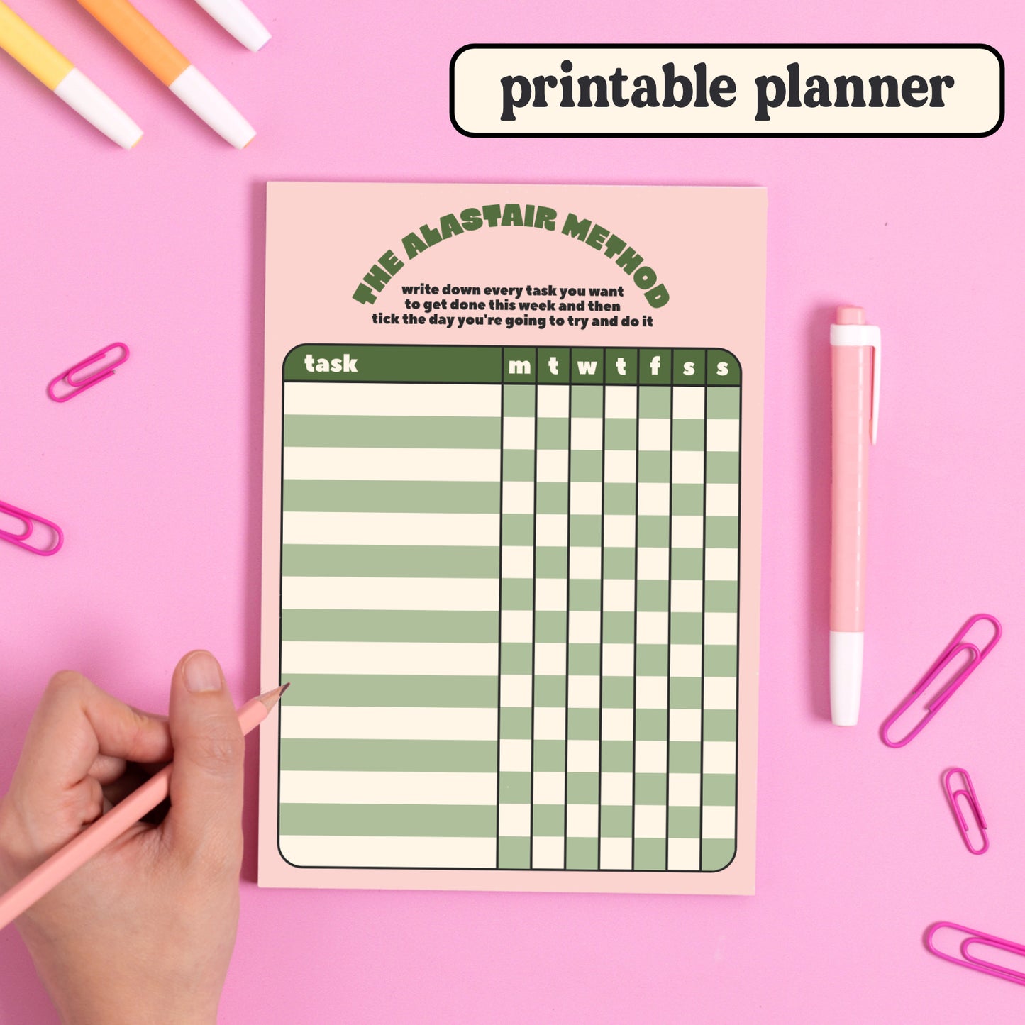 The Alastair Method: Printable Planner Page