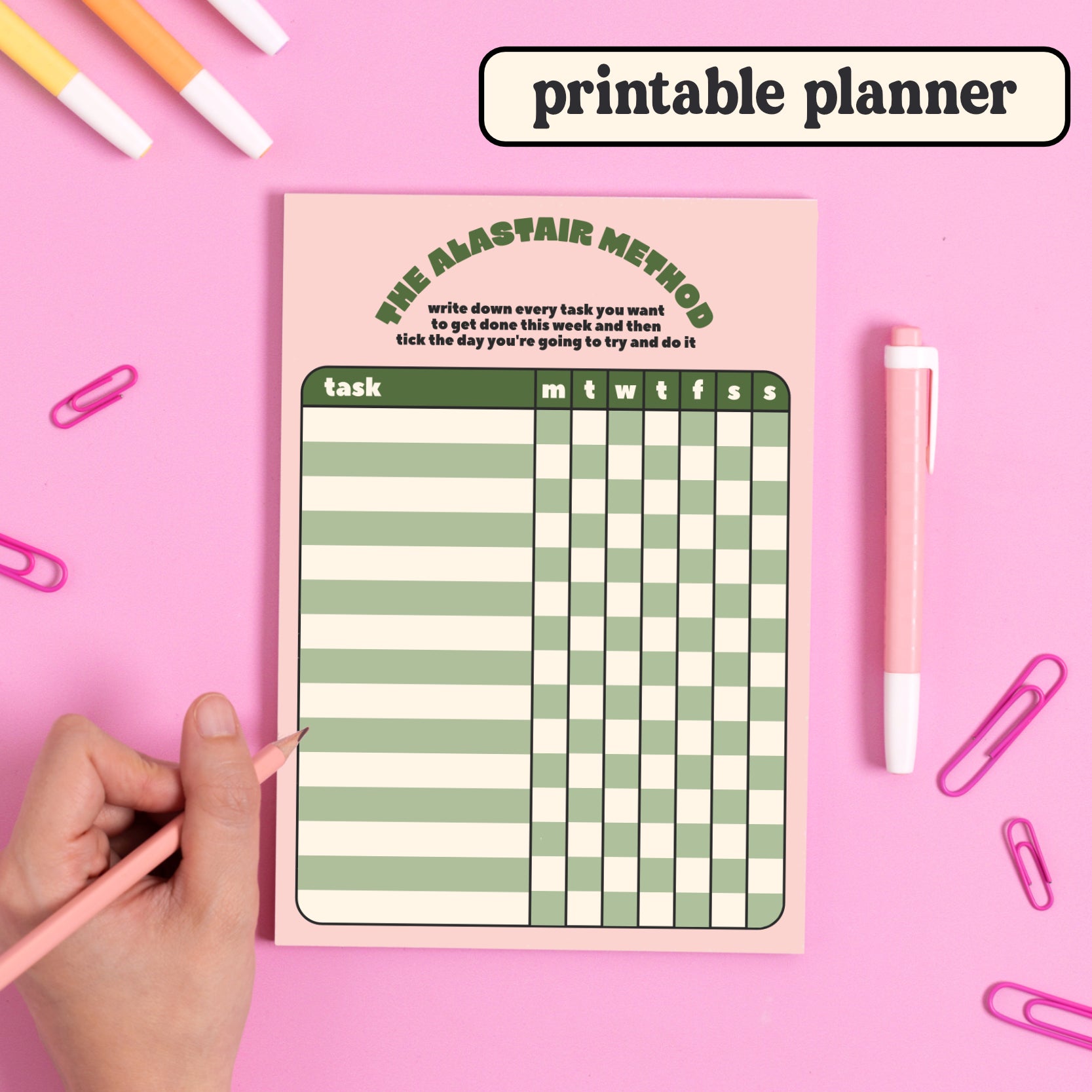 The Alastair Method: Printable Planner Page - Oh, Laura