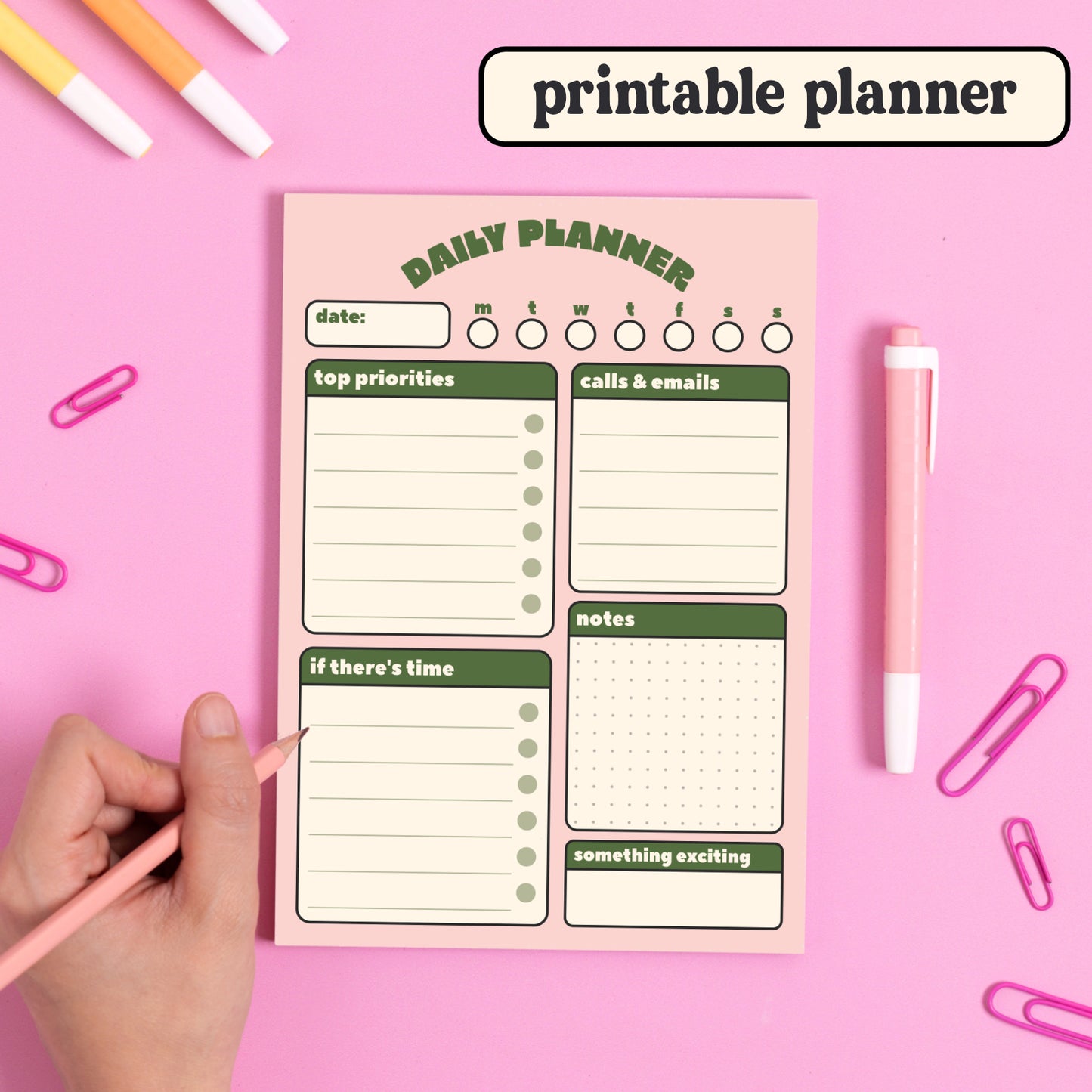 Printable Planner Page: Daily Planner