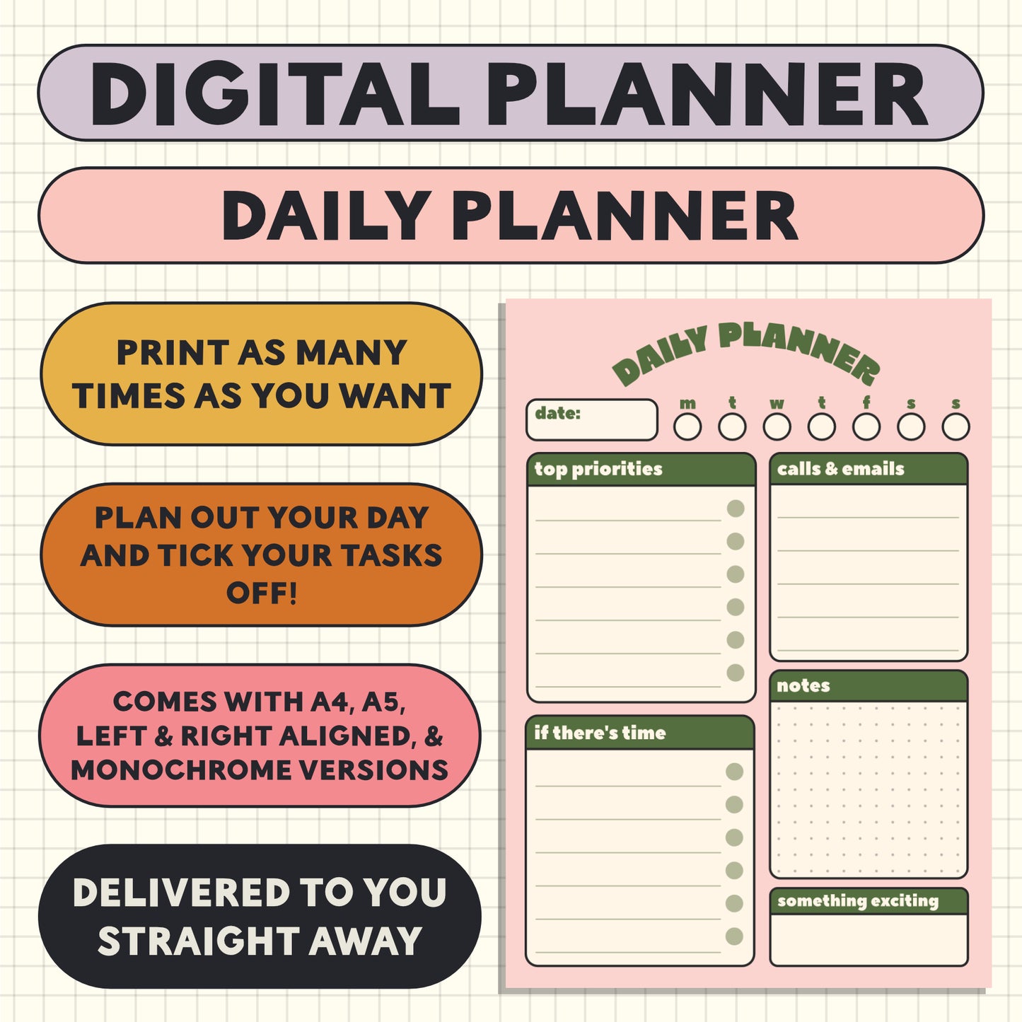 Printable Planner Page: Daily Planner