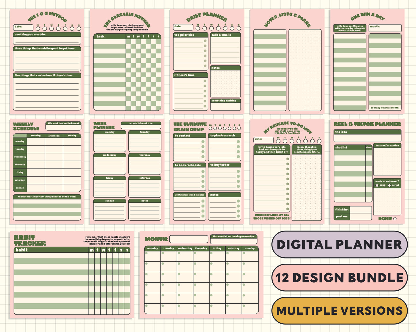 12 Planner Bundle: Digital Download