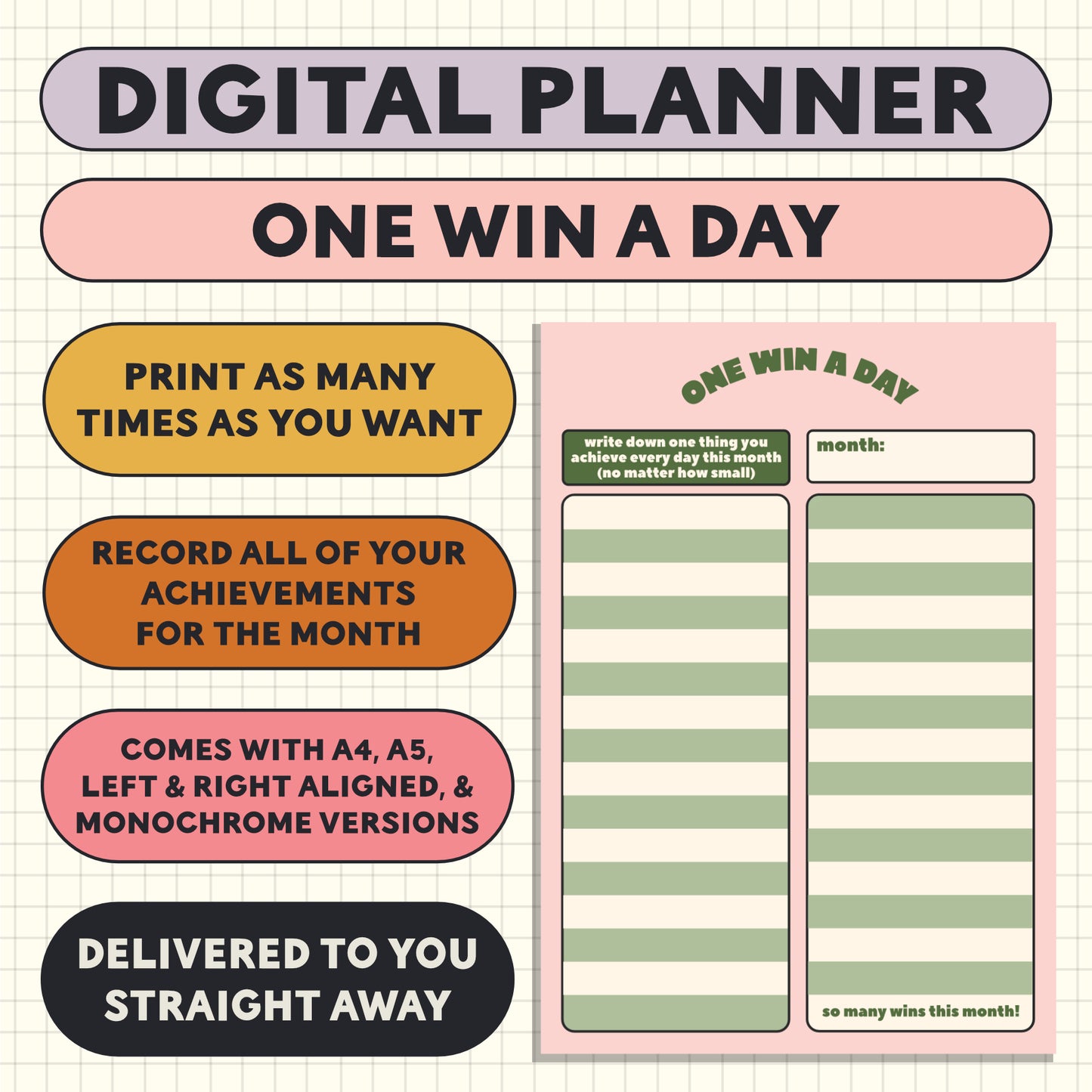 Printable Planner Page: One Win A Day