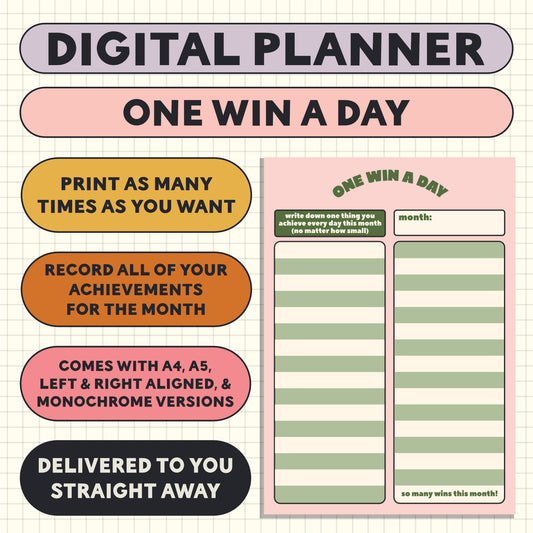 Printable Planner Page: One Win A Day - Oh, Laura