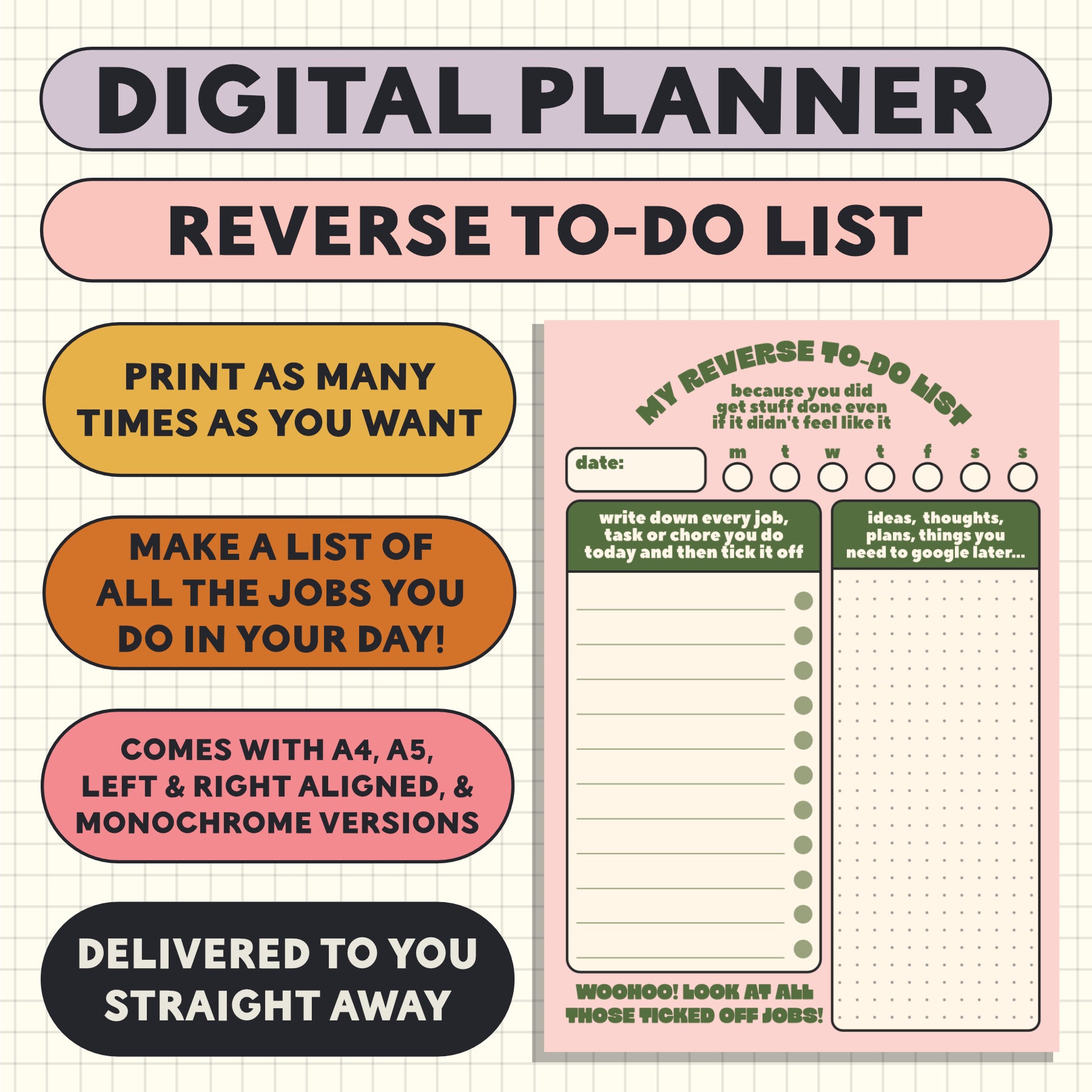 Printable Planner Page: Reverse To Do List - Oh, Laura