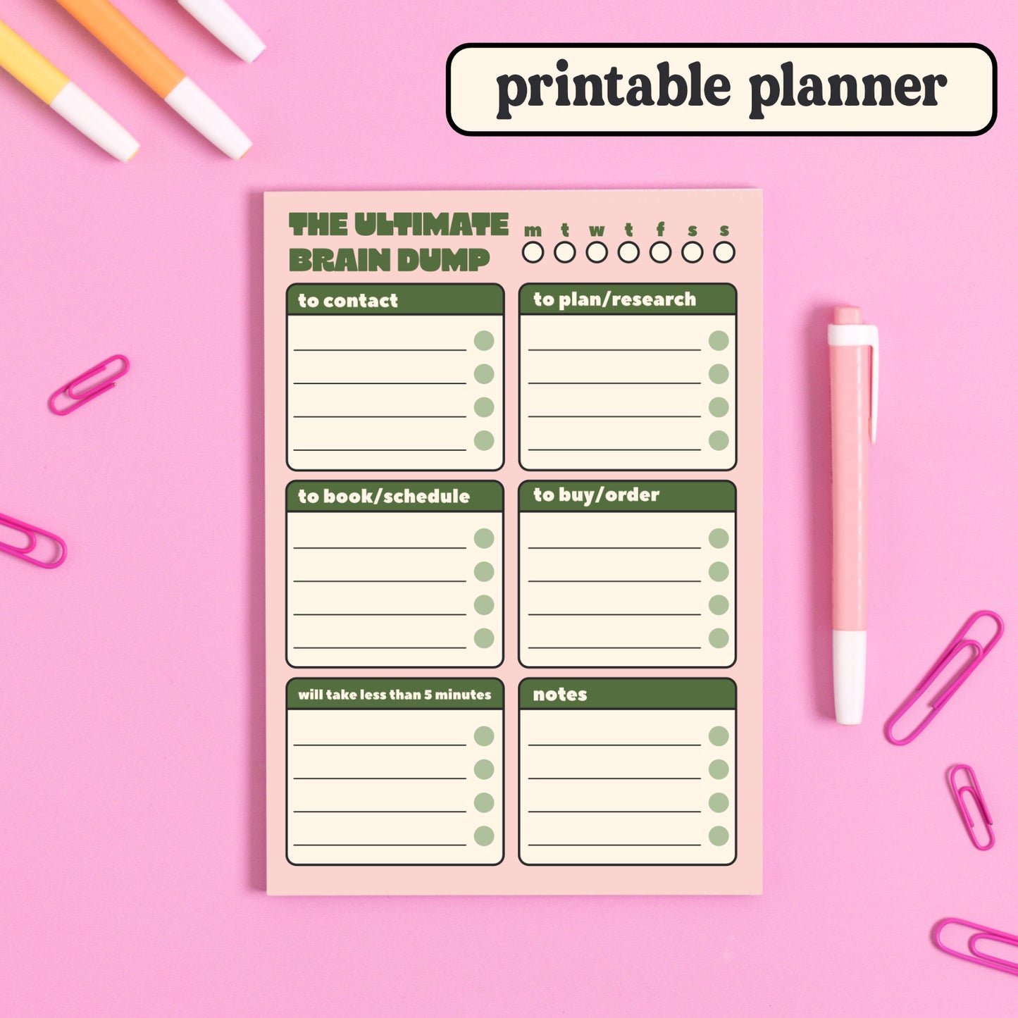 Printable Planner Page: Ultimate Brain Dump