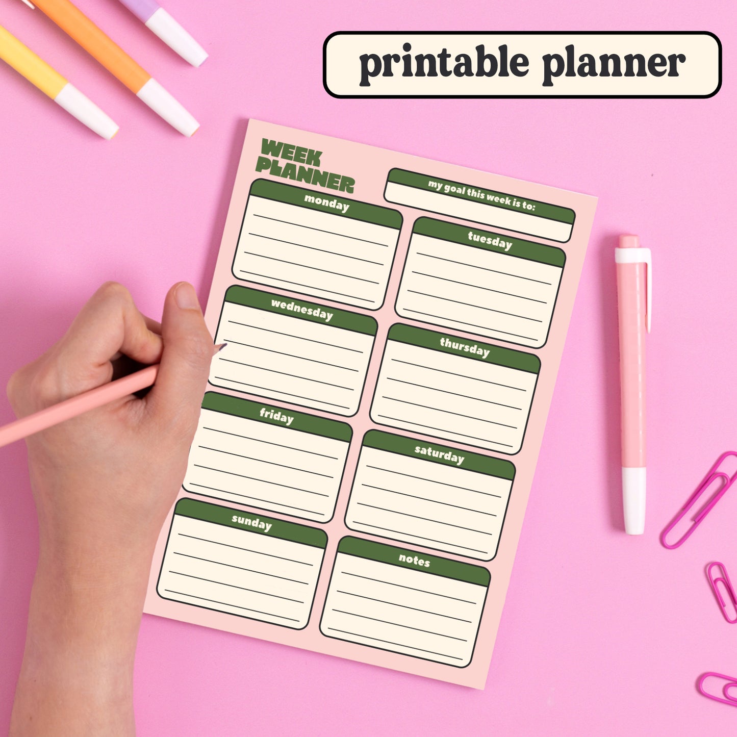 Printable Planner Page: Weekly Planner - Oh, Laura