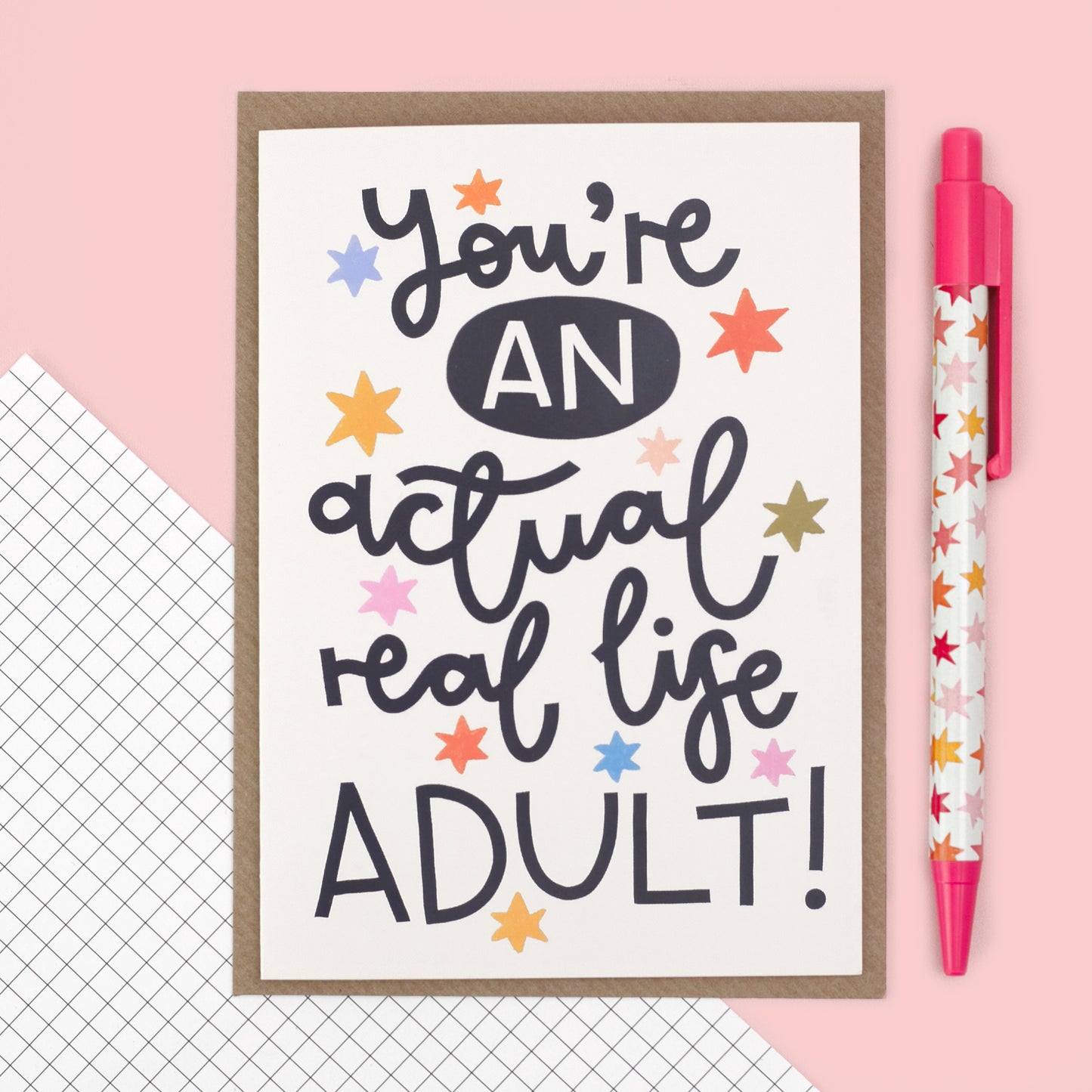 Card - 'You're an Actual Real Life Adult' - Oh, Laura