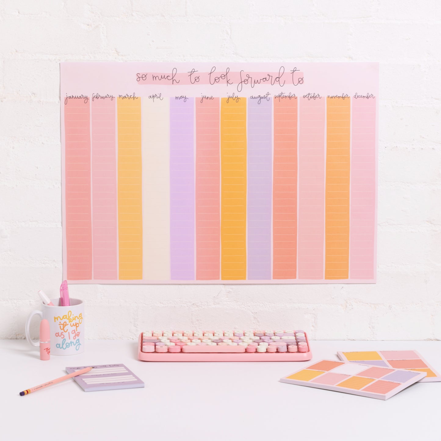 A2 Year Wall Planner - Candy Stripes - So Much To Look Forward To - Oh, Laura
