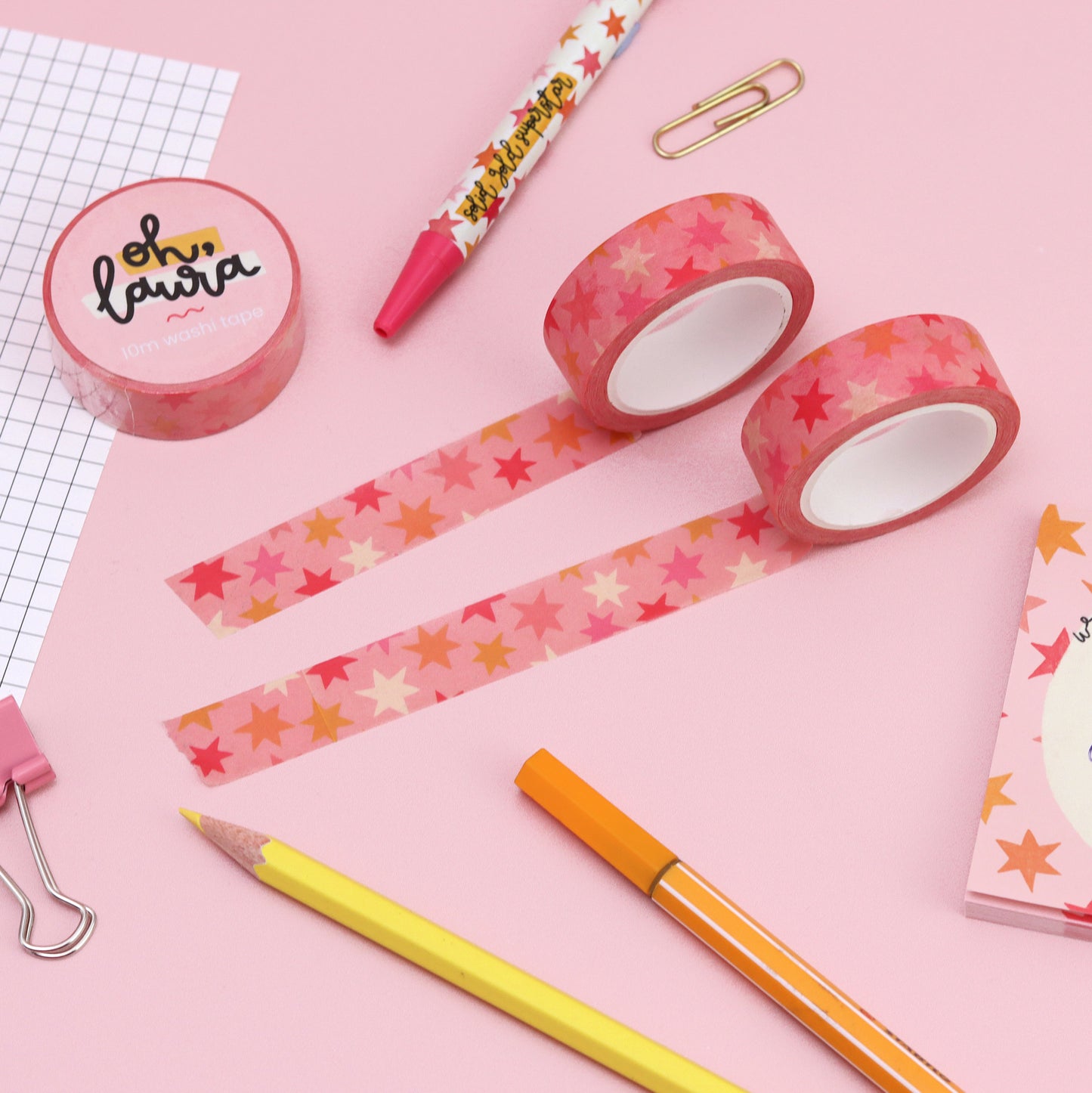 Washi Tape - Pink Stars - Oh, Laura