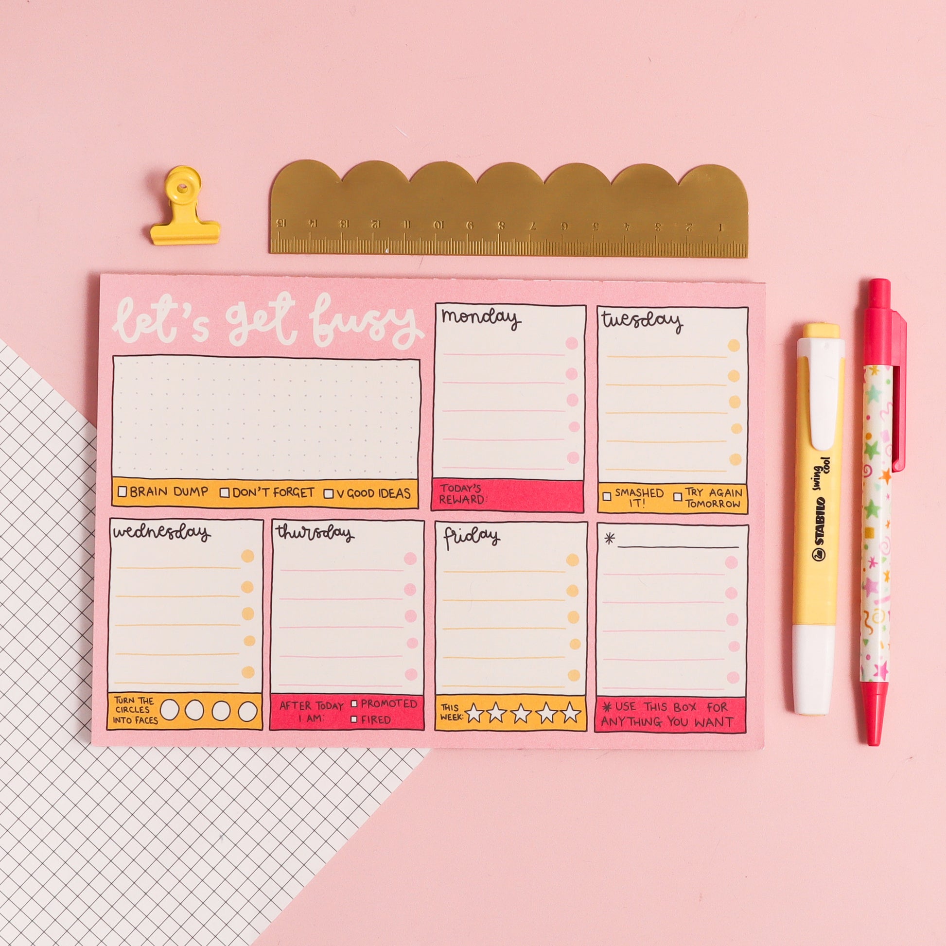 A5 Notepad - Weekly Planner - Let's Get Busy - Oh, Laura