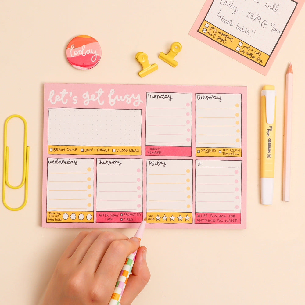 
            
                Load image into Gallery viewer, A5 Notepad - Weekly Planner - Let&amp;#39;s Get Busy - Oh, Laura
            
        