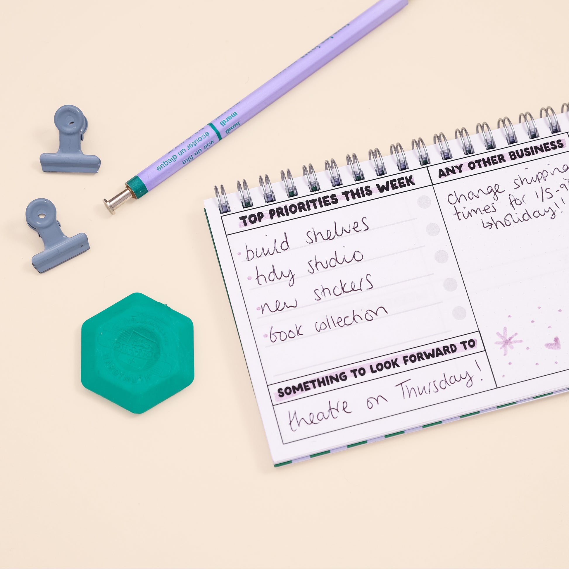 Ringbound Week Planner - Blue & Green - Oh, Laura