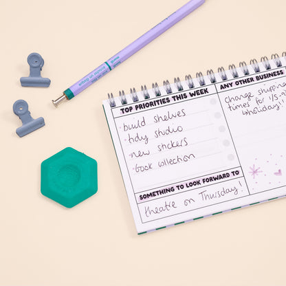 Ringbound Week Planner - Blue & Green - Oh, Laura