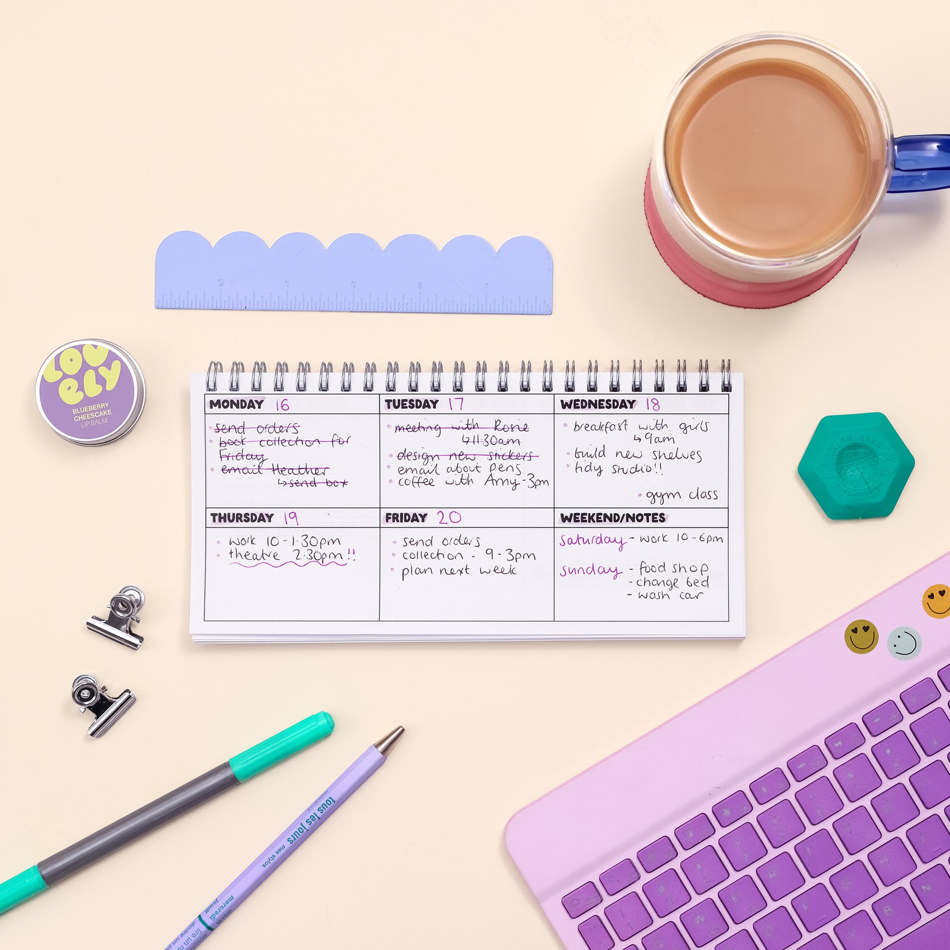 Ringbound Week Planner - Blue & Green - Oh, Laura