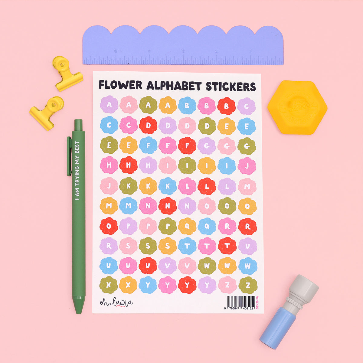 Sticker Sheet - Flower Alphabet