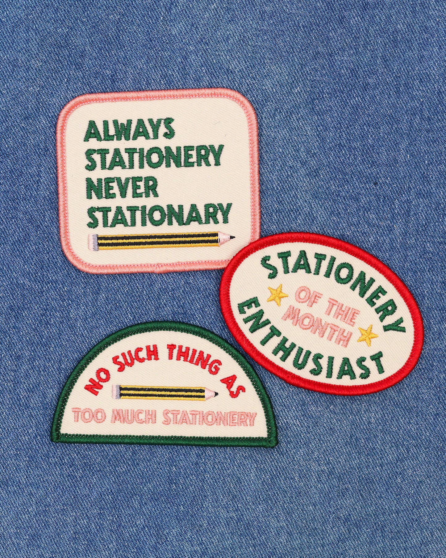 Iron-On Patch - Always Stationery, Never Stationary