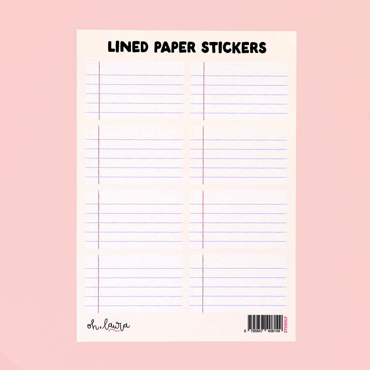 Sticker Sheet - Lined Paper - Oh, Laura