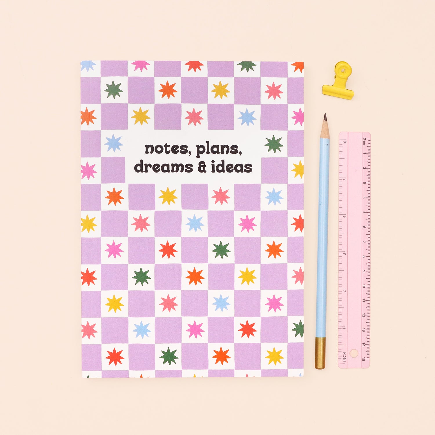 A5 Dot Grid Notebook - Purple Checkerboard - Oh, Laura