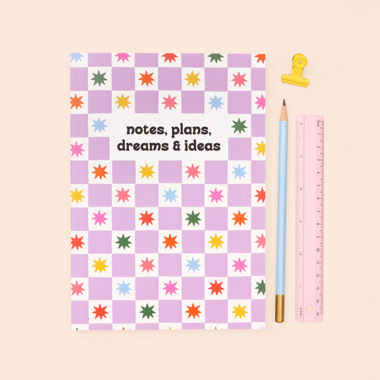 A5 Notebook - Purple Checkerboard
