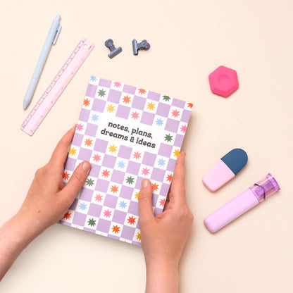 A5 Notebook - Purple Checkerboard