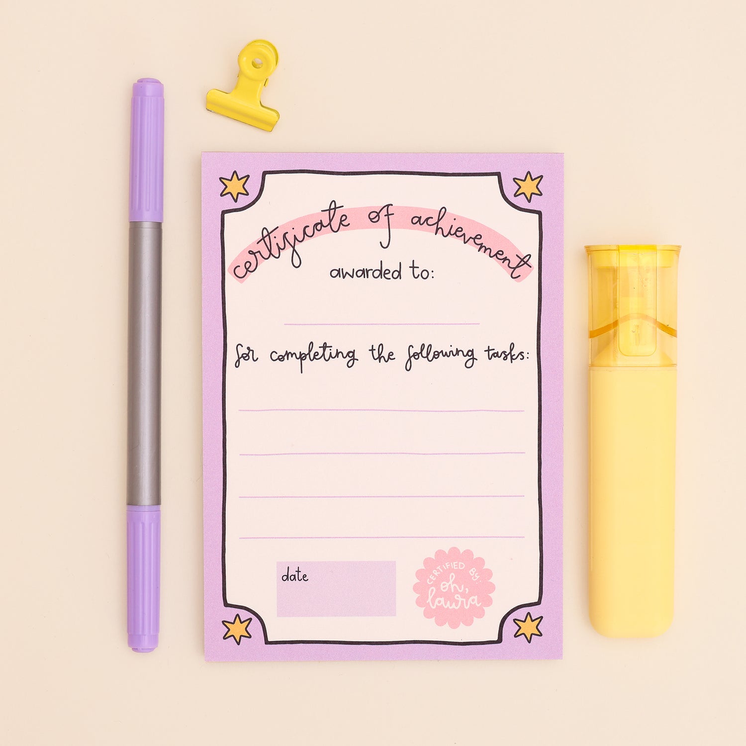 A6 Notepad - Certificate - Oh, Laura