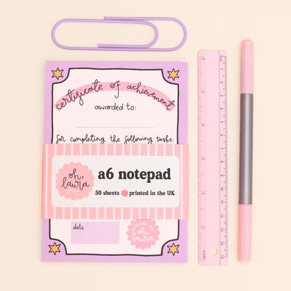 A6 Notepad - Certificate