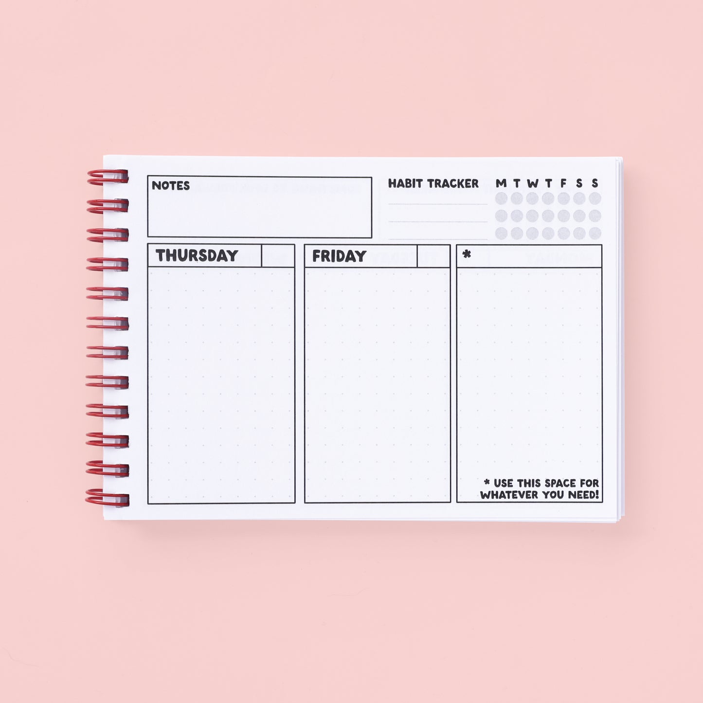 A6 Ringbound Week Planner - Pink & Red - Oh, Laura