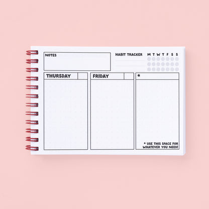 A6 Ringbound Week Planner - Pink & Red - Oh, Laura