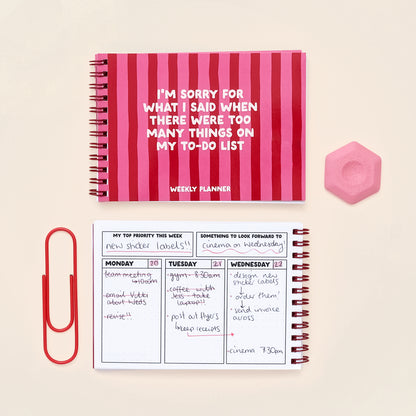 A6 Ringbound Week Planner - Pink & Red - Oh, Laura
