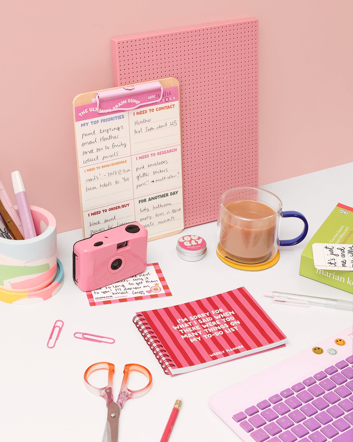 A6 Ringbound Week Planner - Pink & Red - Oh, Laura