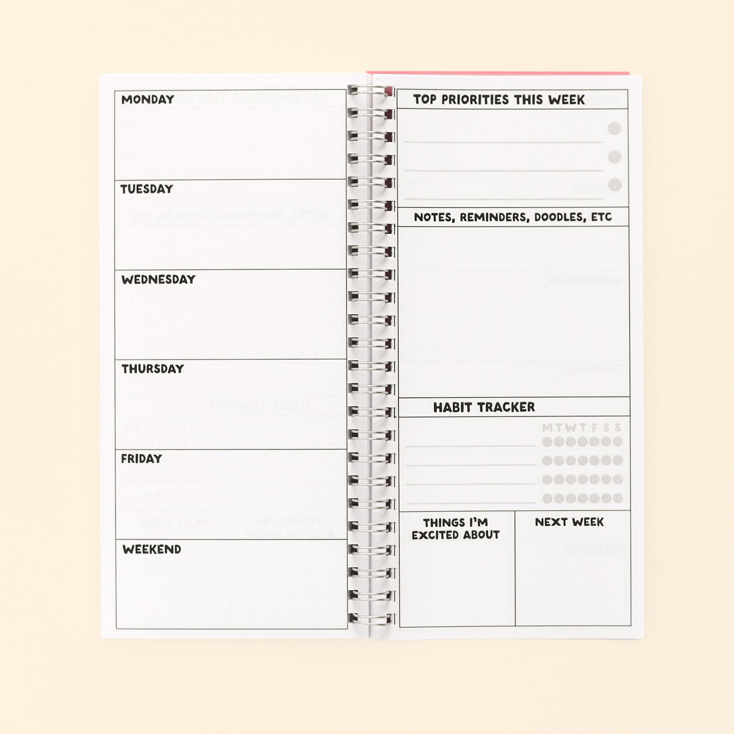 Ringbound Week Planner - Pink & Orange - Oh, Laura