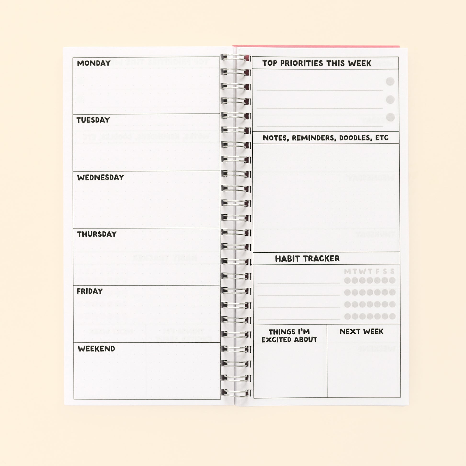 Ringbound Week Planner - Pink & Orange - Oh, Laura