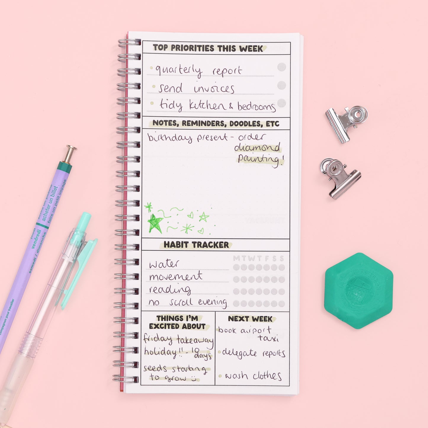 Ringbound Week Planner - Pink & Orange - Oh, Laura