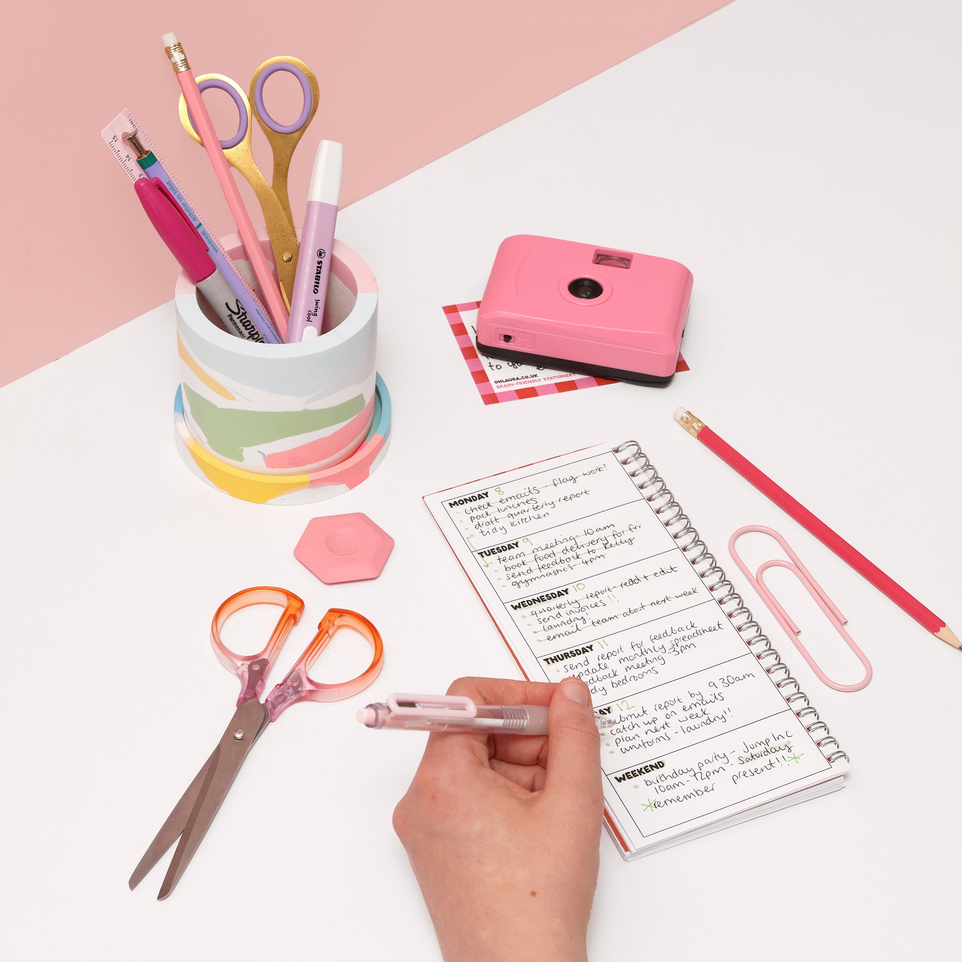 Ringbound Week Planner - Pink & Orange - Oh, Laura
