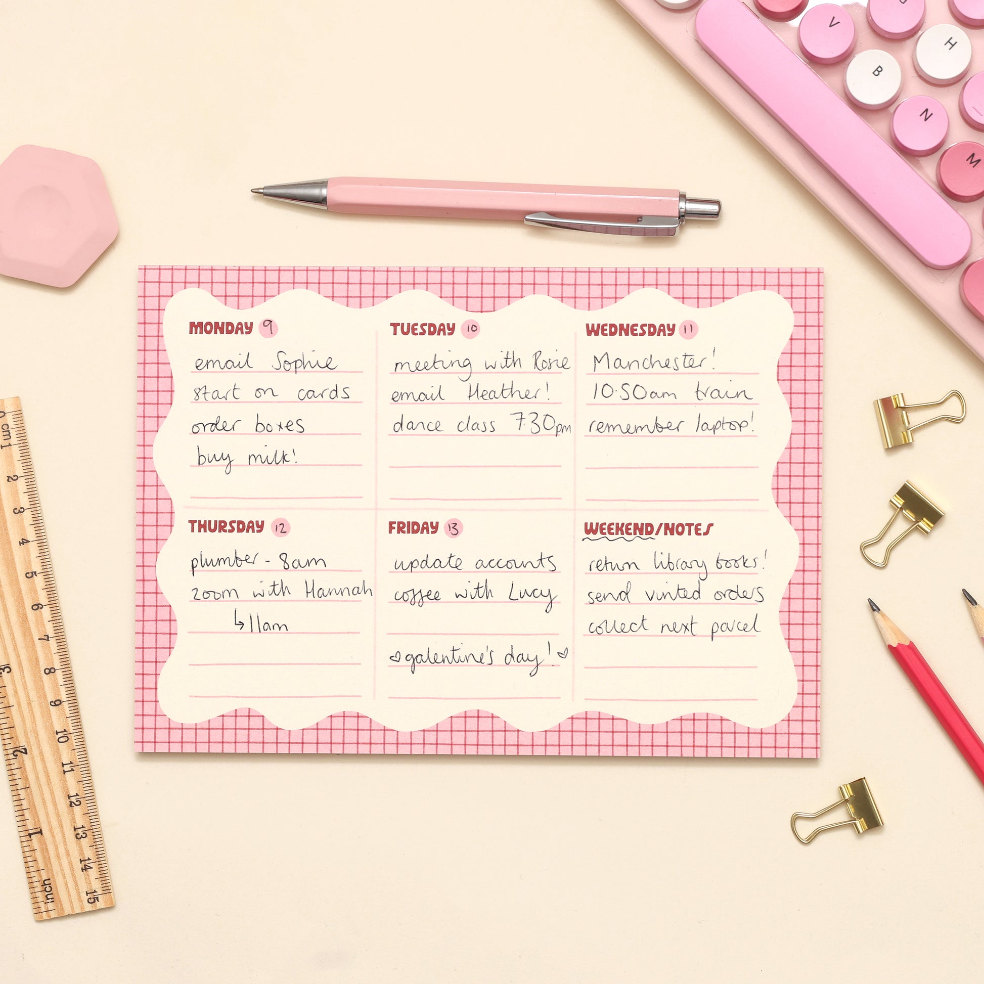 A5 Notepad - Wiggle Weekly Planner - Oh, Laura