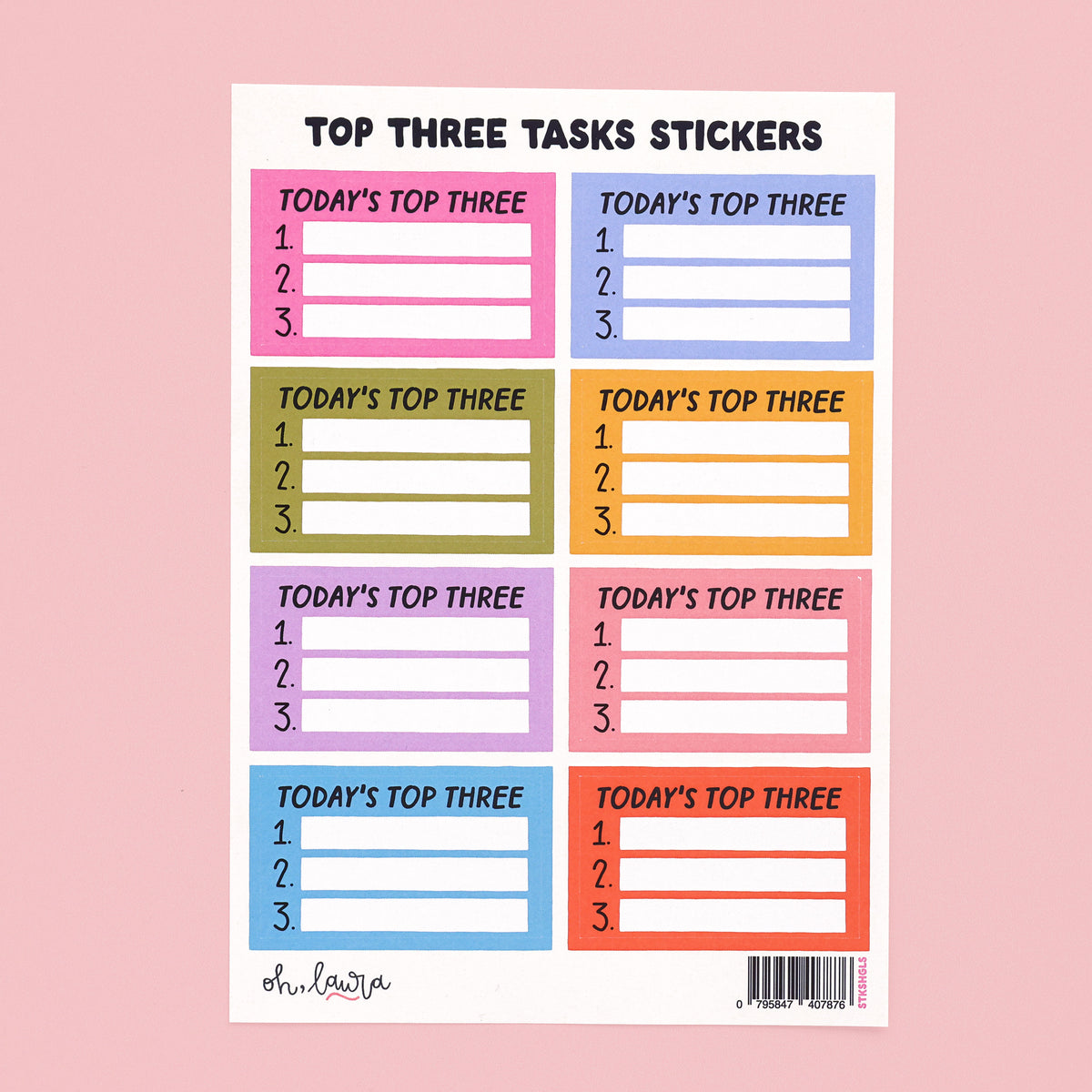 Sticker Sheet - Three Tasks - Oh, Laura