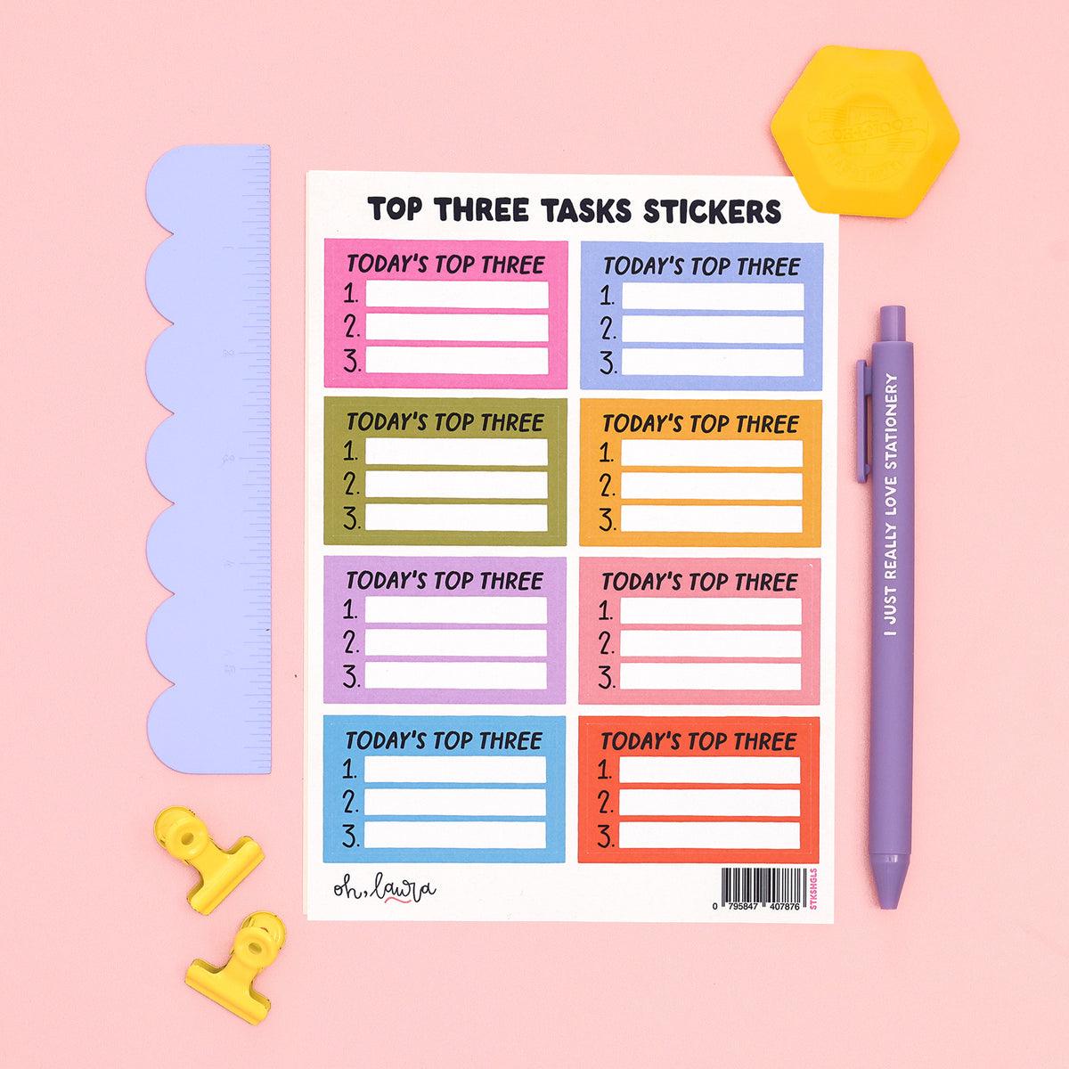 Sticker Sheet - Three Tasks - Oh, Laura