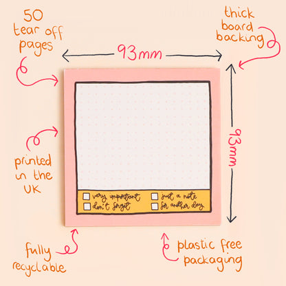 Memo Pad - Pink Dot Grid - Oh, Laura