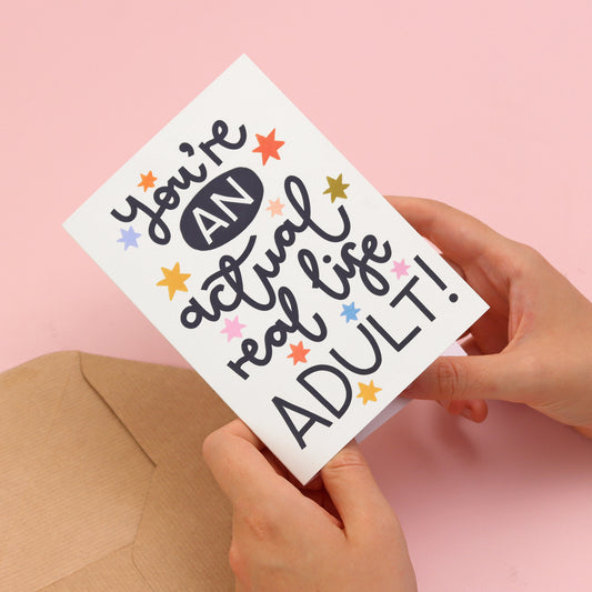 Card - 'You're an Actual Real Life Adult' - Oh, Laura