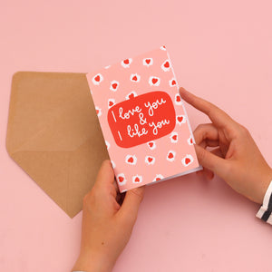 
            
                Load image into Gallery viewer, Card - &amp;#39;I Love You &amp;amp; I Like You&amp;#39; Valentine&amp;#39;s - Oh, Laura
            
        