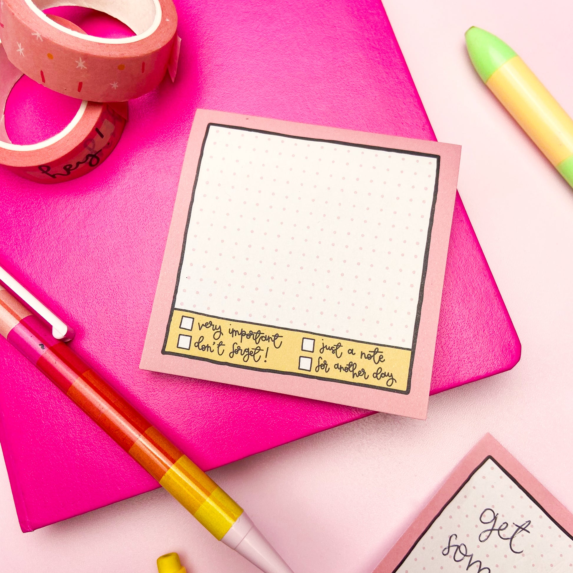 Sticky Notes - Pink Grid - Oh, Laura